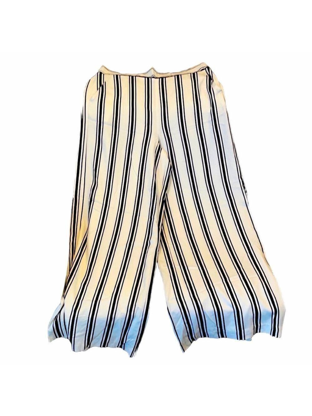 1 State Wide Leg Pants Navy White Stripe